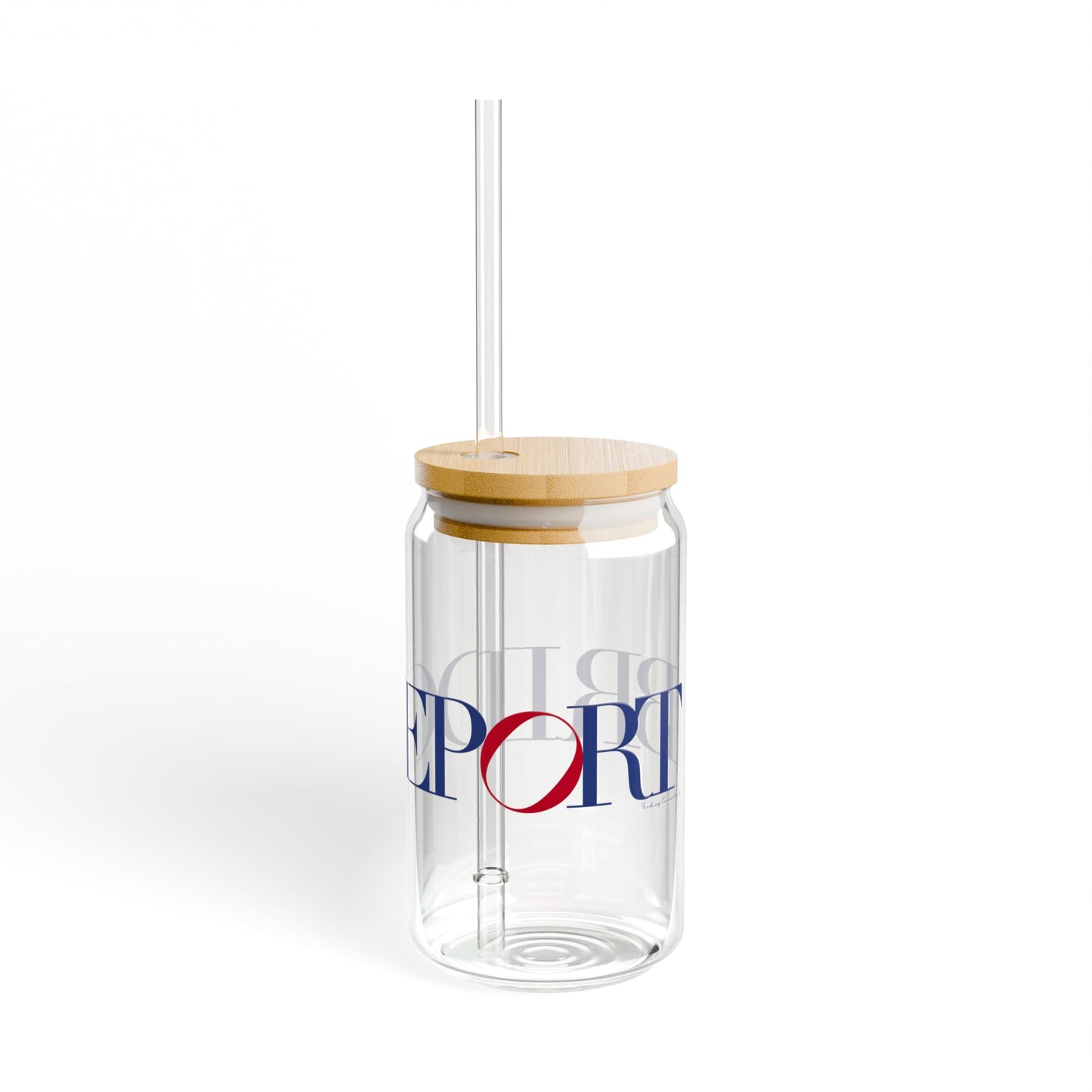 41 Tilt Bridgeport Glass Can with Straw and Lid, 16oz