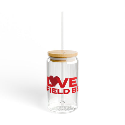 Love Fairfield Beach Glass Can with Straw and Lid, 16oz