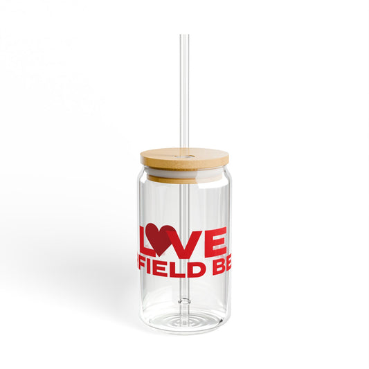 Love Fairfield Beach Glass Can with Straw and Lid, 16oz