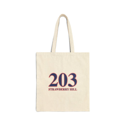 203 Strawberry Hill Red, White & Blue Cotton Canvas Tote Bag