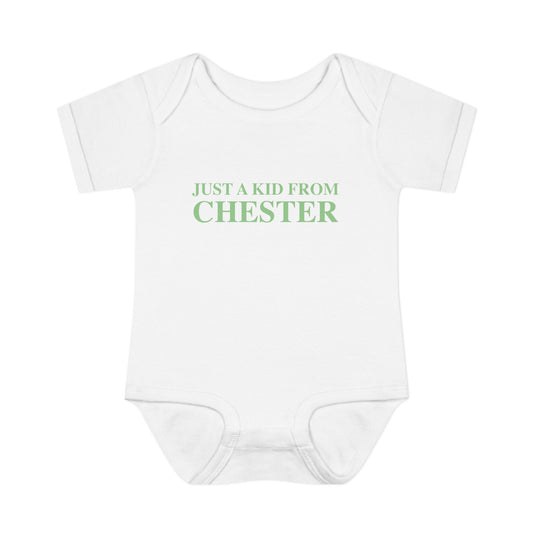 Just a kid from Chester Infant Baby Rib Bodysuit