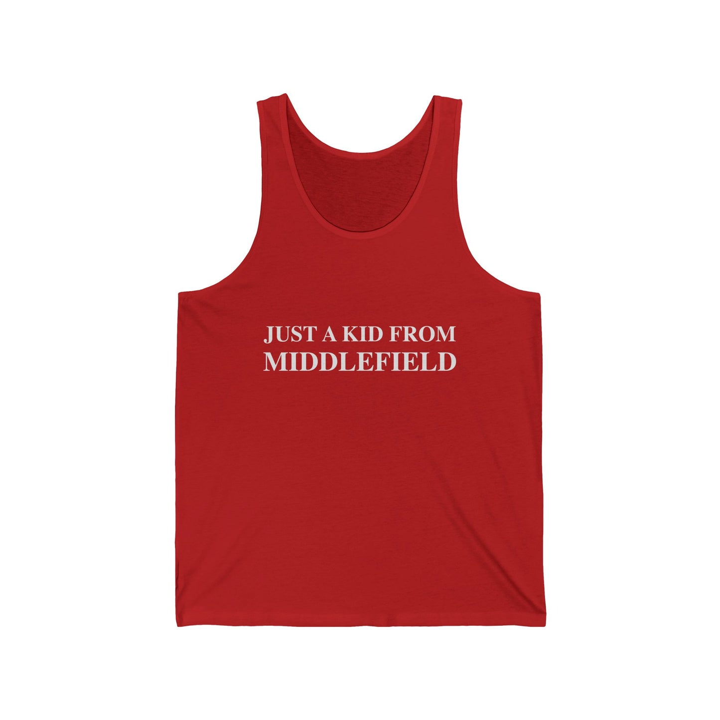 Just a kid from Middlefield Unisex Jersey Tank