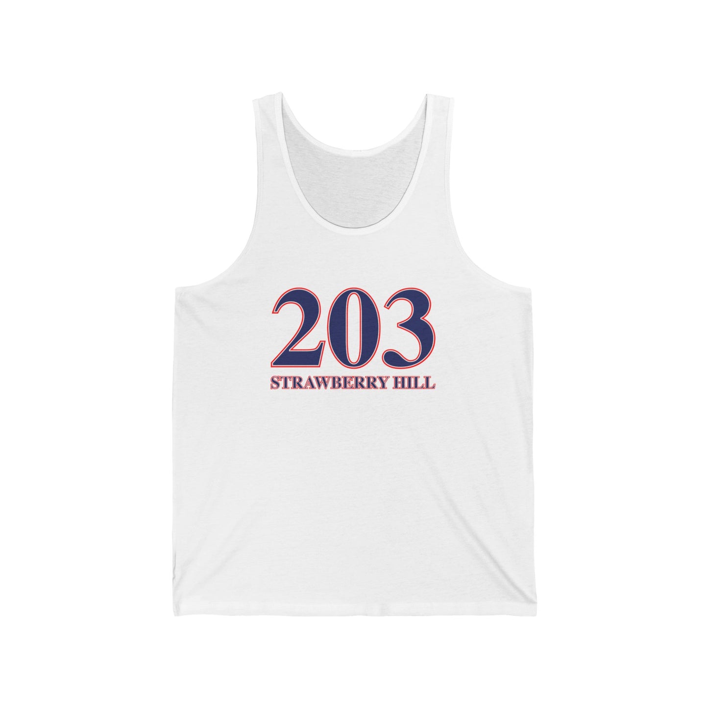 203 Strawberry Hill Red, White & Blue Unisex Jersey Tank Top