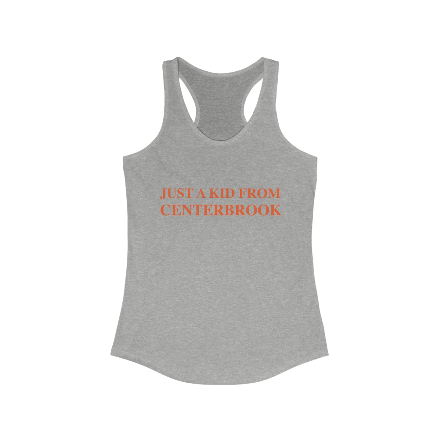 Just a kid from Centerbrook Women's Ideal Racerback Tank Top (orange)
