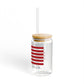 Woodstock Connecticut Flag Glass Can with Straw and Lid, 16oz