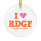 I Heart RDGF Glass Ornaments