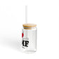 I Heart STMF Glass Can with Straw and Lid, 16oz