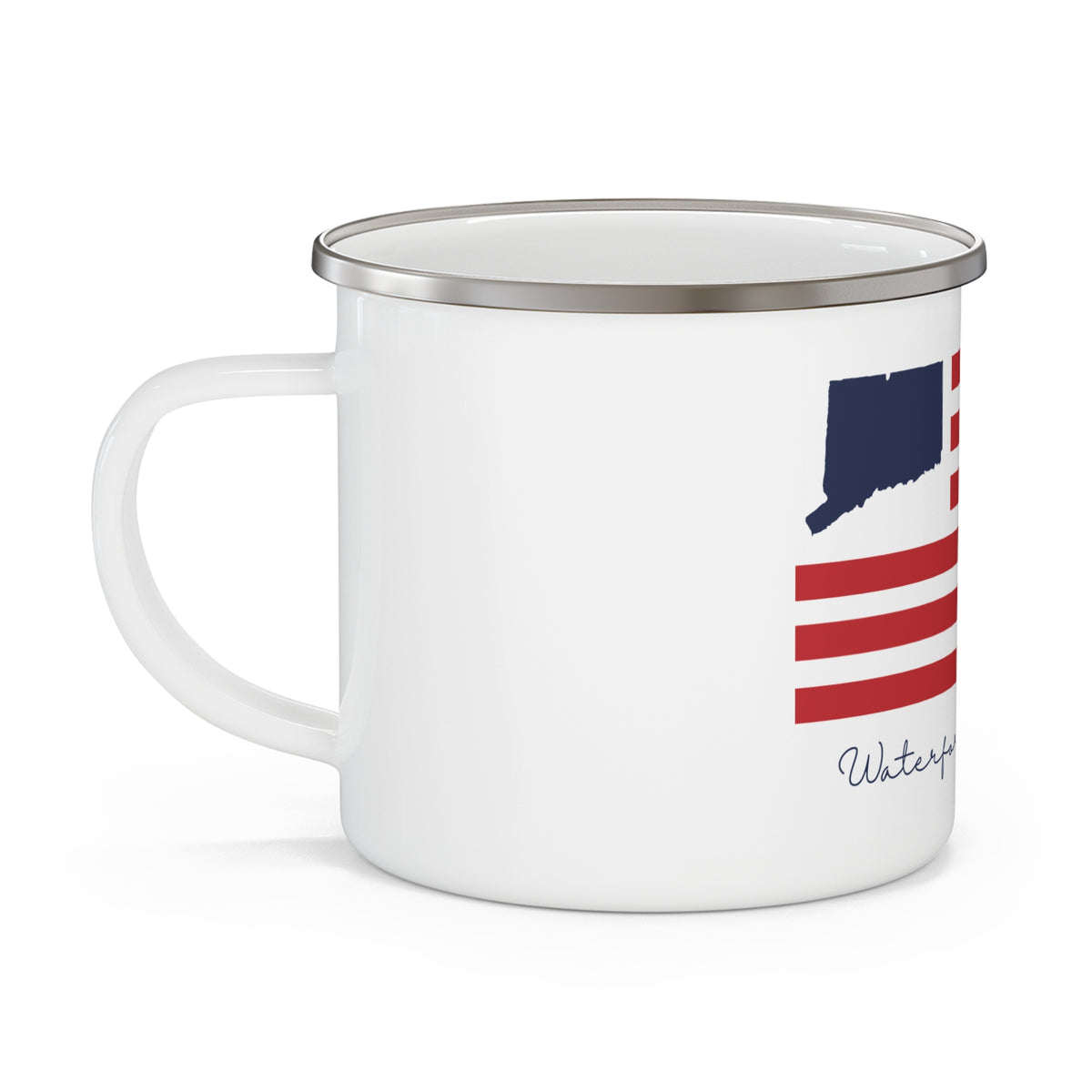 Waterford Connecticut Flag Enamel Camping Mug