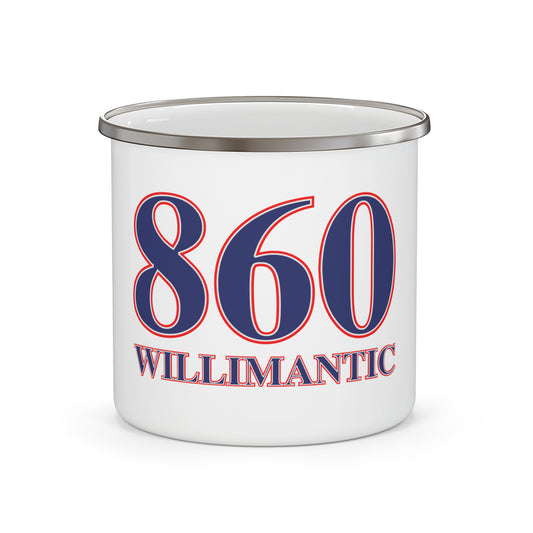 860 Willimantic Red, White & Blue Enamel Camping Mug