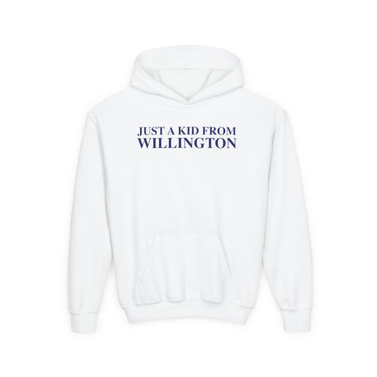 Just a kid from Willington Youth Heavy Blend Hooded Sweatshirt