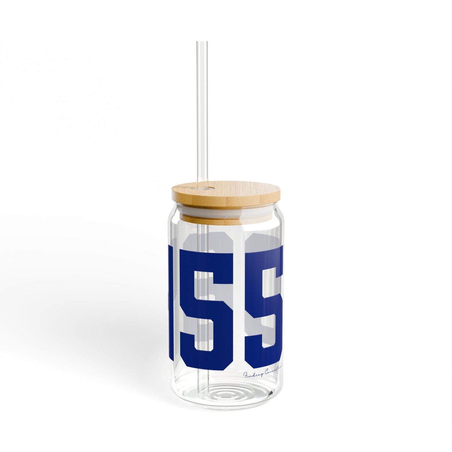 06455 Middlefield Connecticut Zip Code Glass Can with Straw and Lid, 16oz