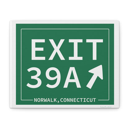 Vintage Exit 39A Merritt Parkway Sign Matte Canvas, Stretched, 1.25"
