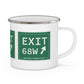 Vintage Exit 68W WCP Sign Enamel Camping Mug