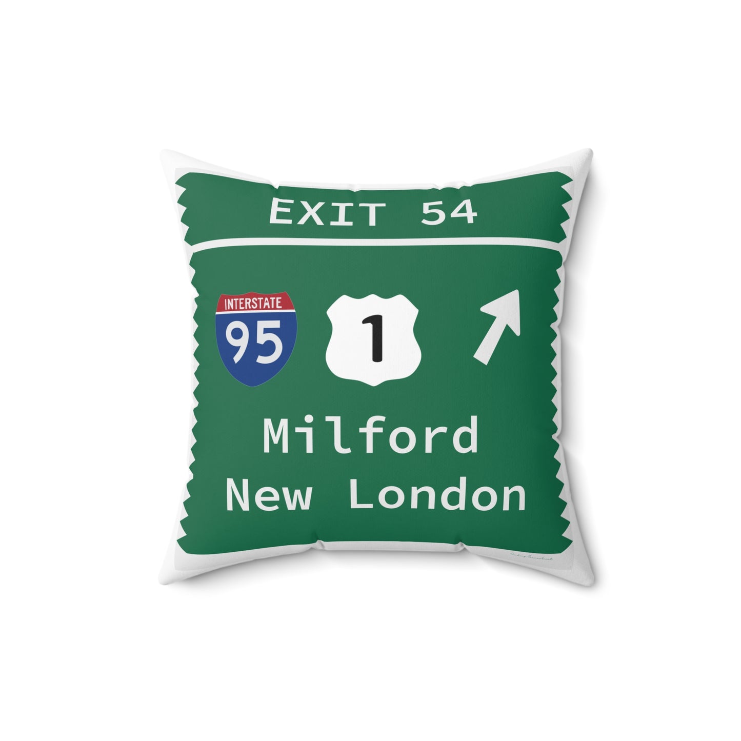 Vintage Merritt Parkway Exit 54 Sign Spun Polyester Square Pillow
