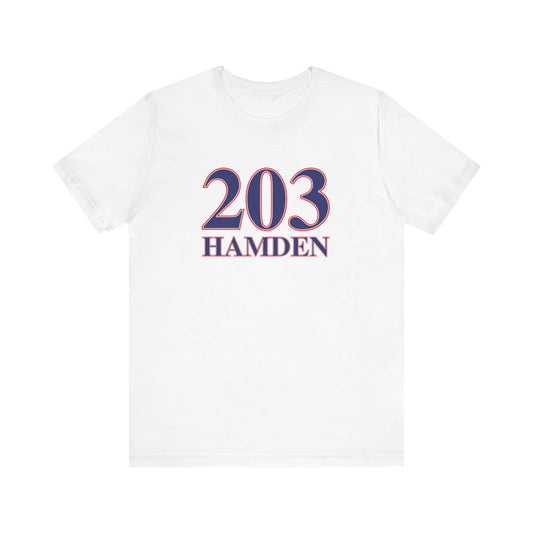 203 Hamden Red White & Blue Unisex Jersey Short Sleeve T-Shirt