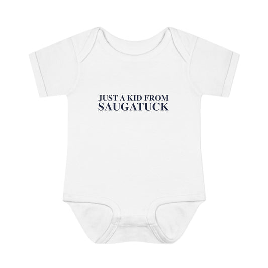 Just a kid from Saugatuck Infant Baby Rib Bodysuit