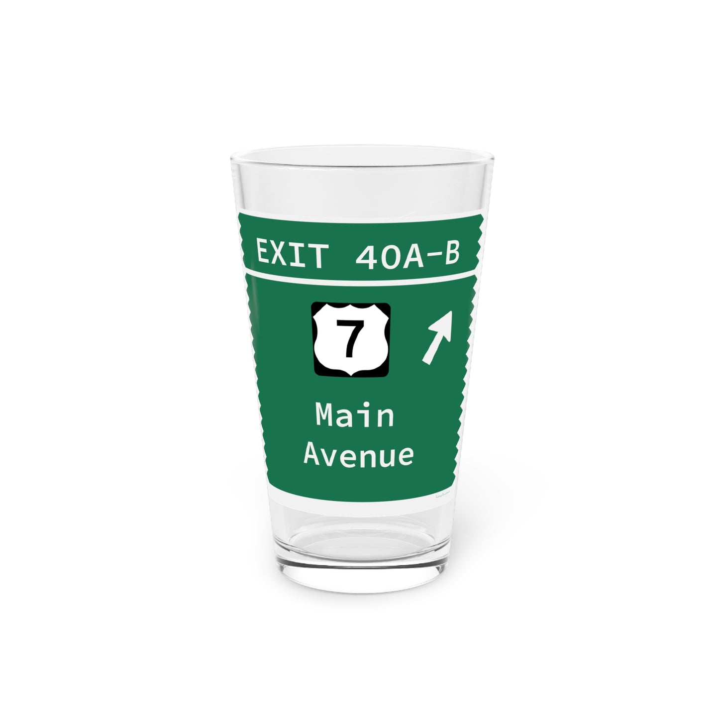 Vintage Merritt Parkway Exit 40 A-B Sign Pint Glass, 16oz