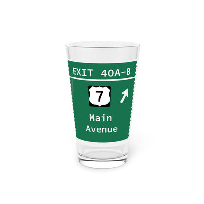 Vintage Merritt Parkway Exit 40 A-B Sign Pint Glass, 16oz