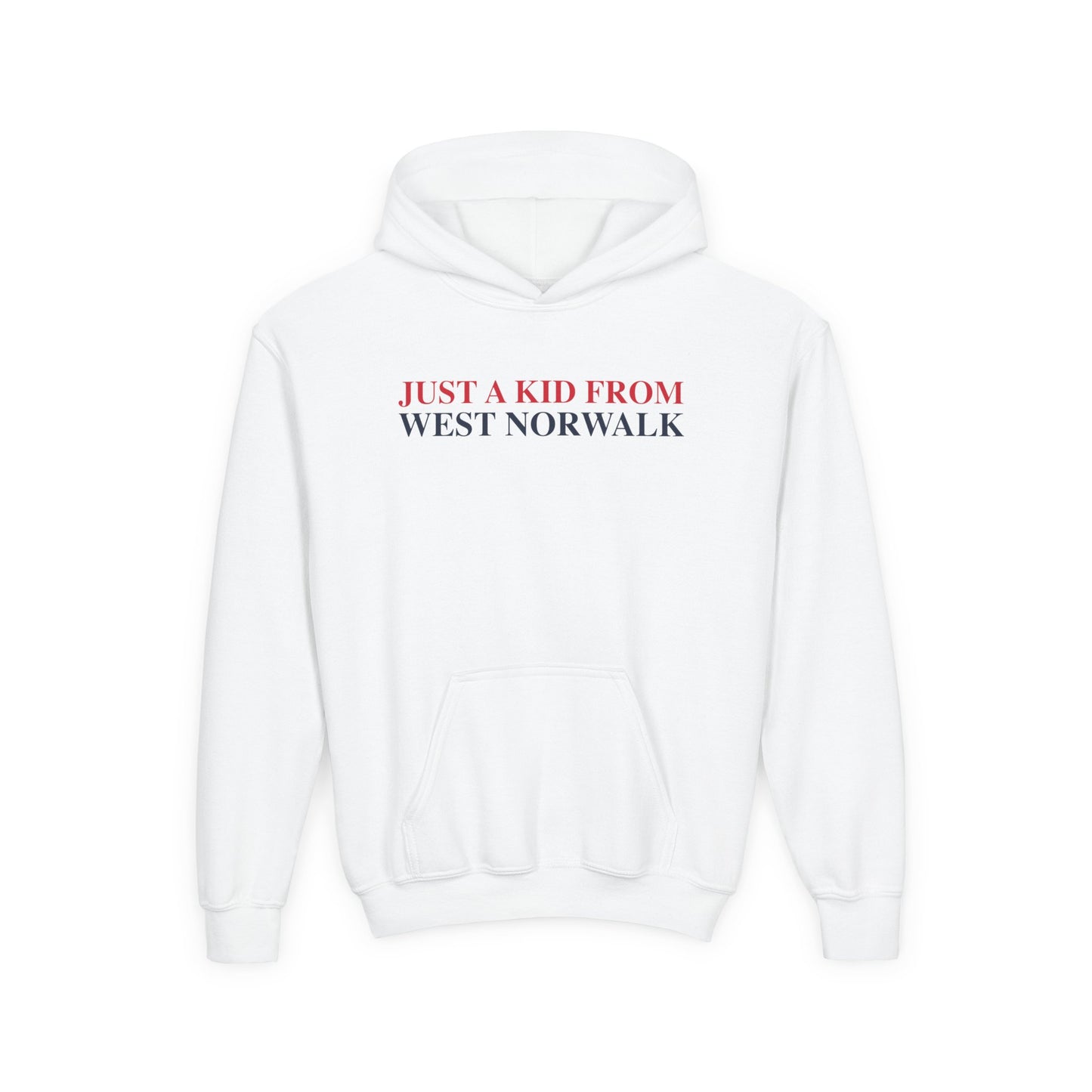 Just a kid from West Norwalk Youth Heavy Blend Hooded Sweatshirt