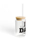 I Heart DARN Glass Can with Straw and Lid, 16oz