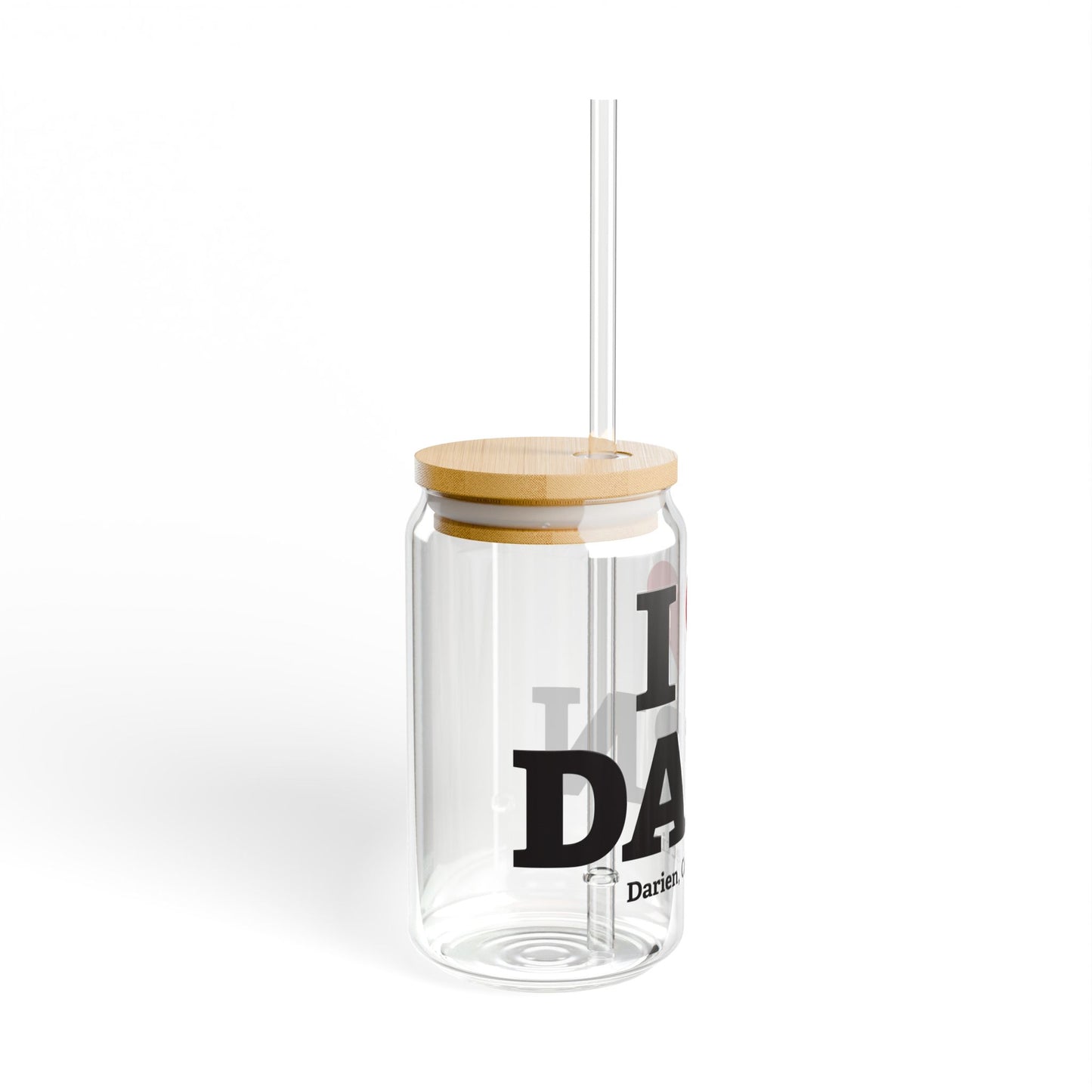 I Heart DARN Glass Can with Straw and Lid, 16oz