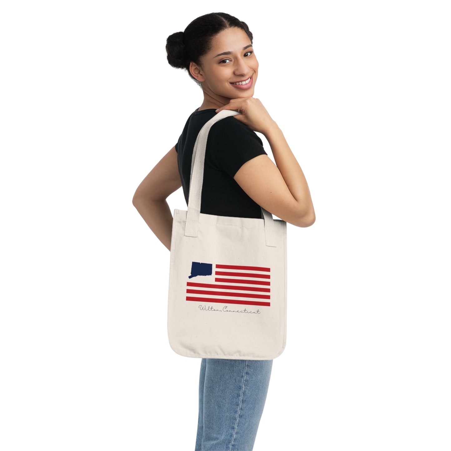 Wilton Connecticut Flag Organic Canvas Tote Bag