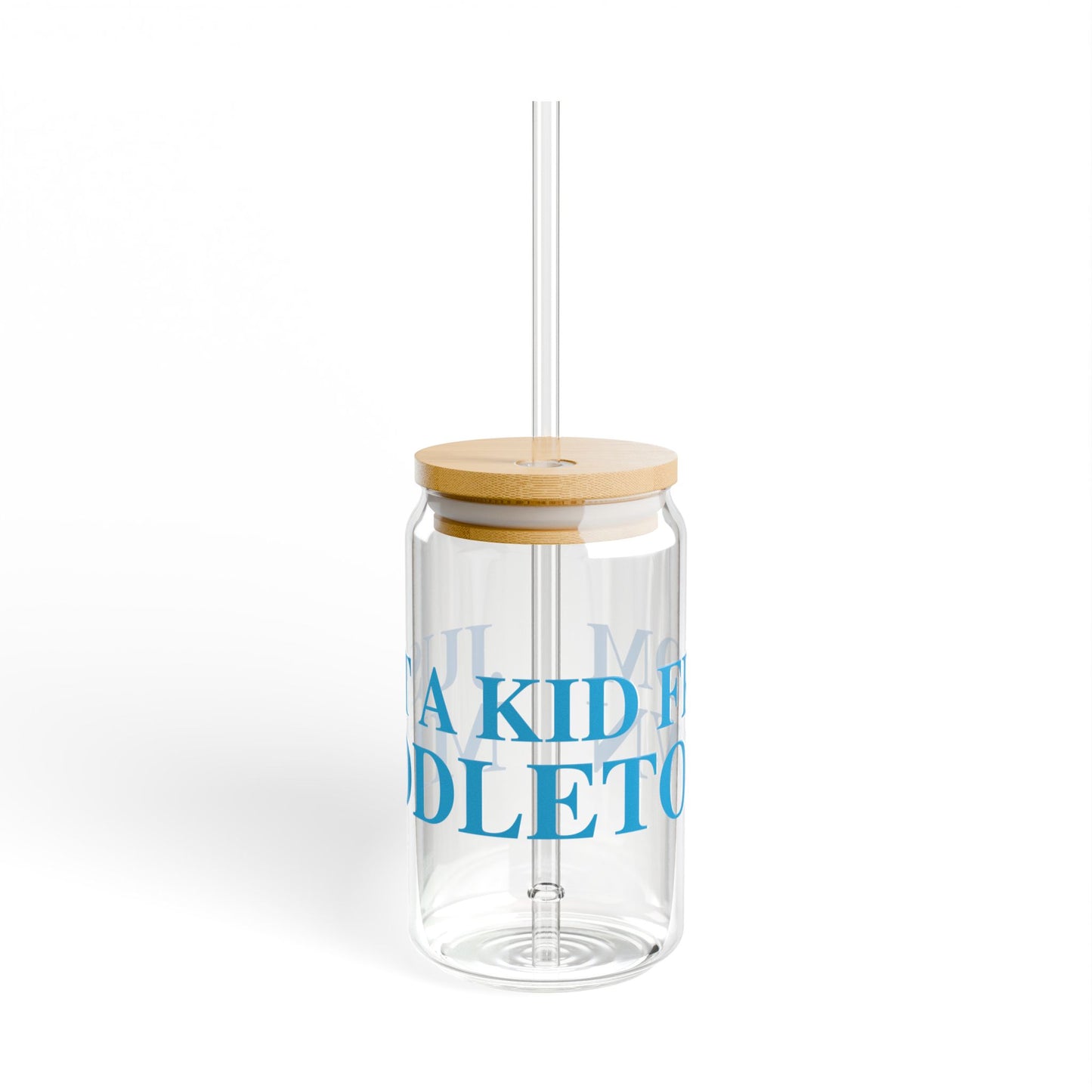 Just a kid from Middletown Glass Can with Straw and Lid, 16oz