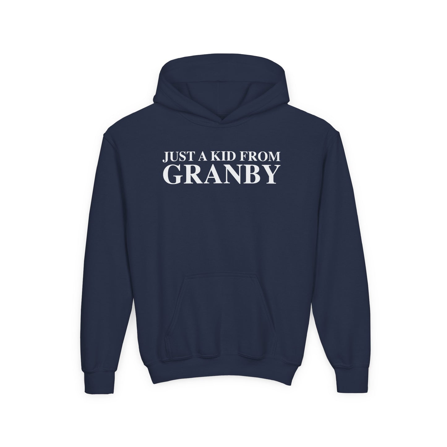 Just a kid from Granby Youth Heavy Blend Hooded Sweatshirt