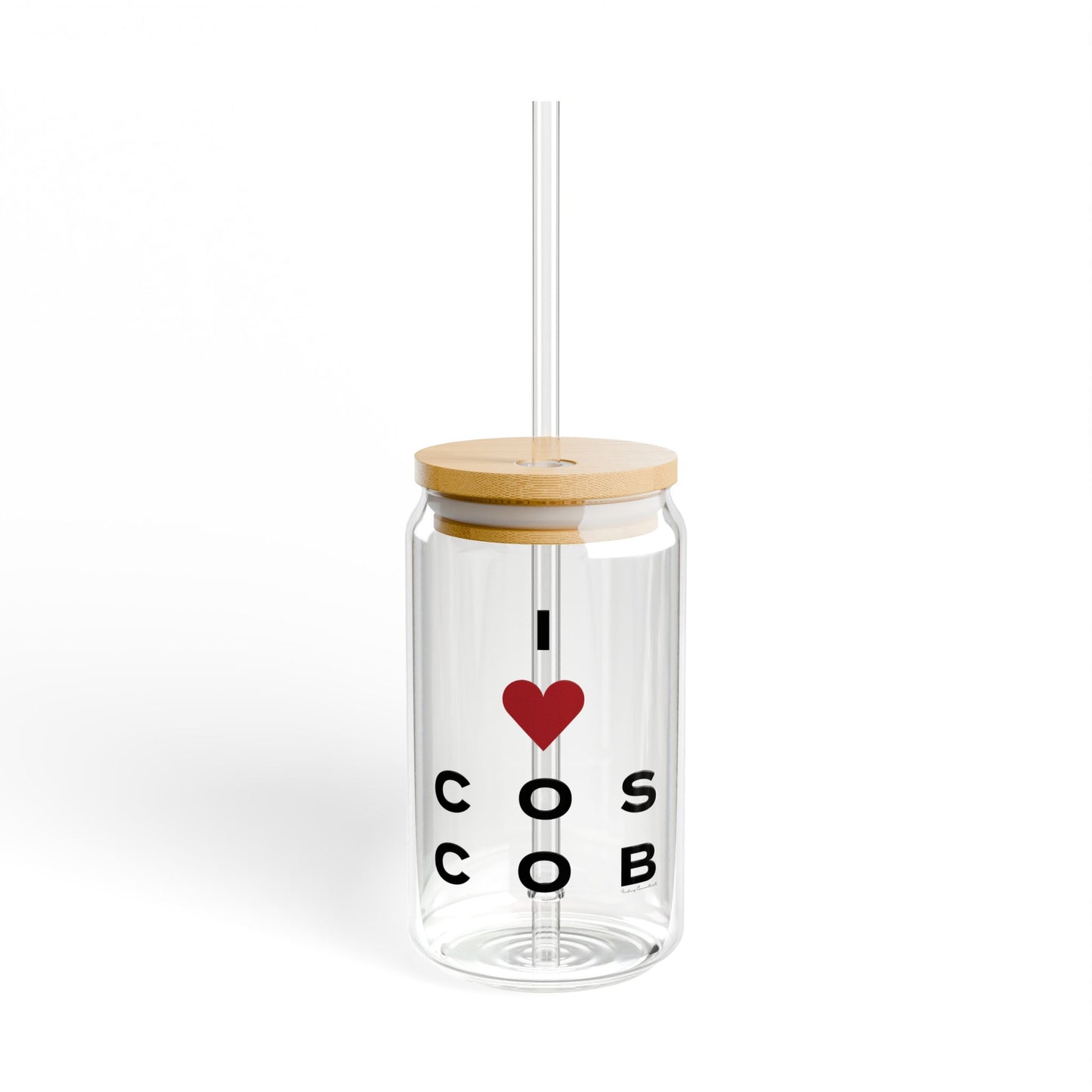 Cos Cob Vision Glass Can with Straw and Lid, 16oz