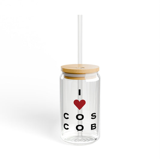 Cos Cob Vision Glass Can with Straw and Lid, 16oz