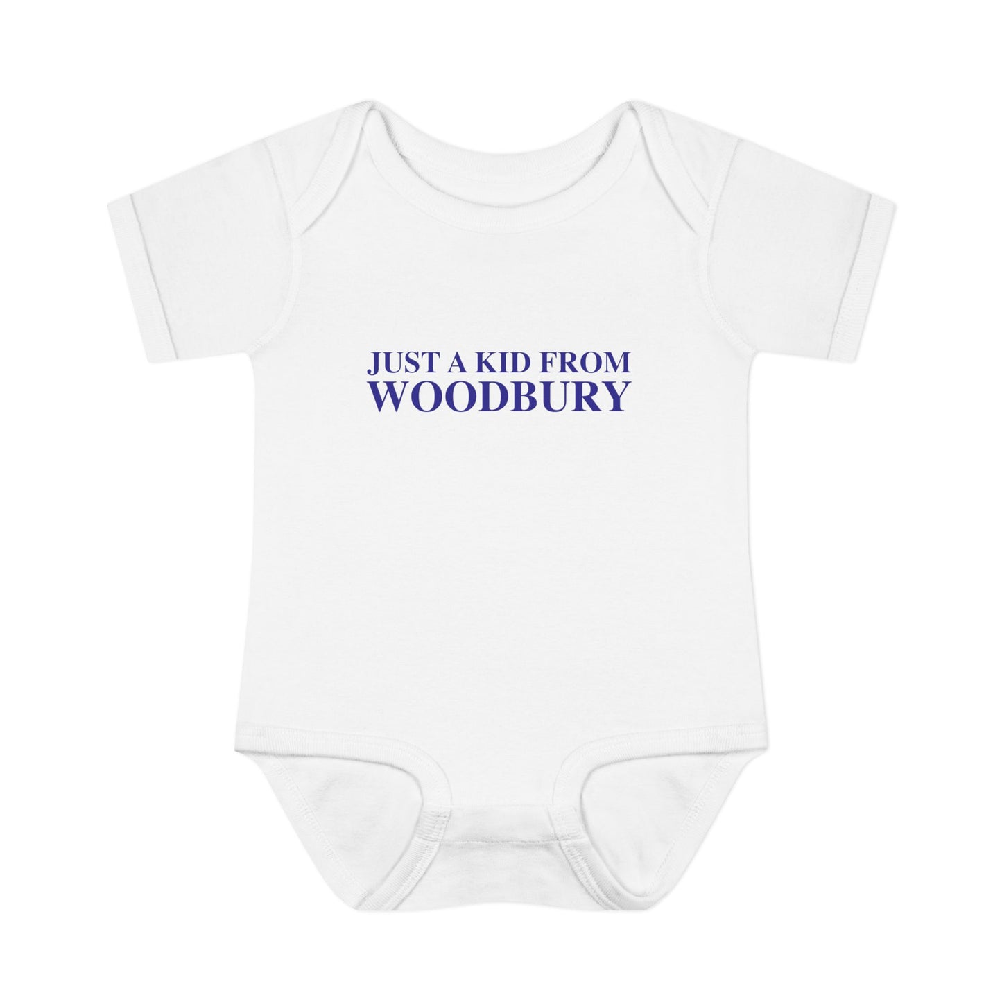 Just a kid from Woodbury Infant Baby Rib Bodysuit