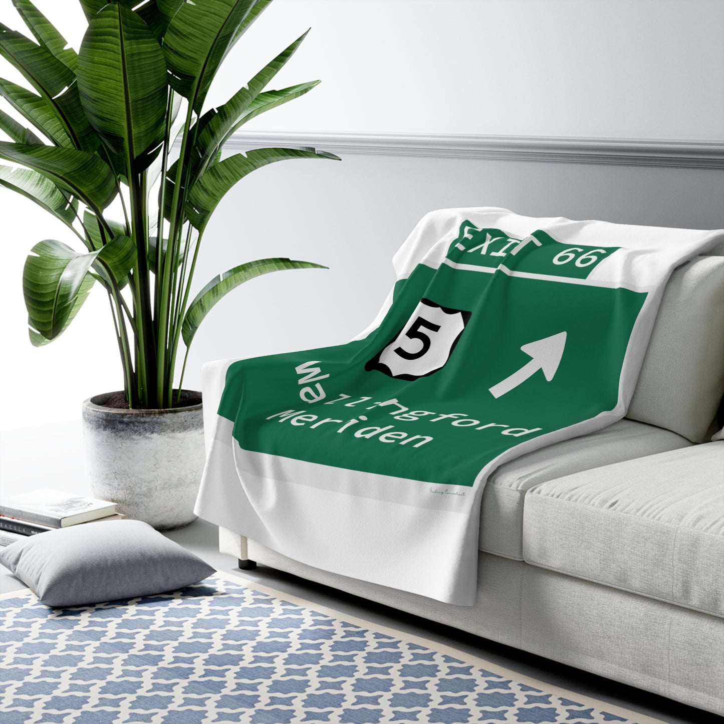 Vintage WCP Exit 66 Sign Sherpa Fleece Blanket