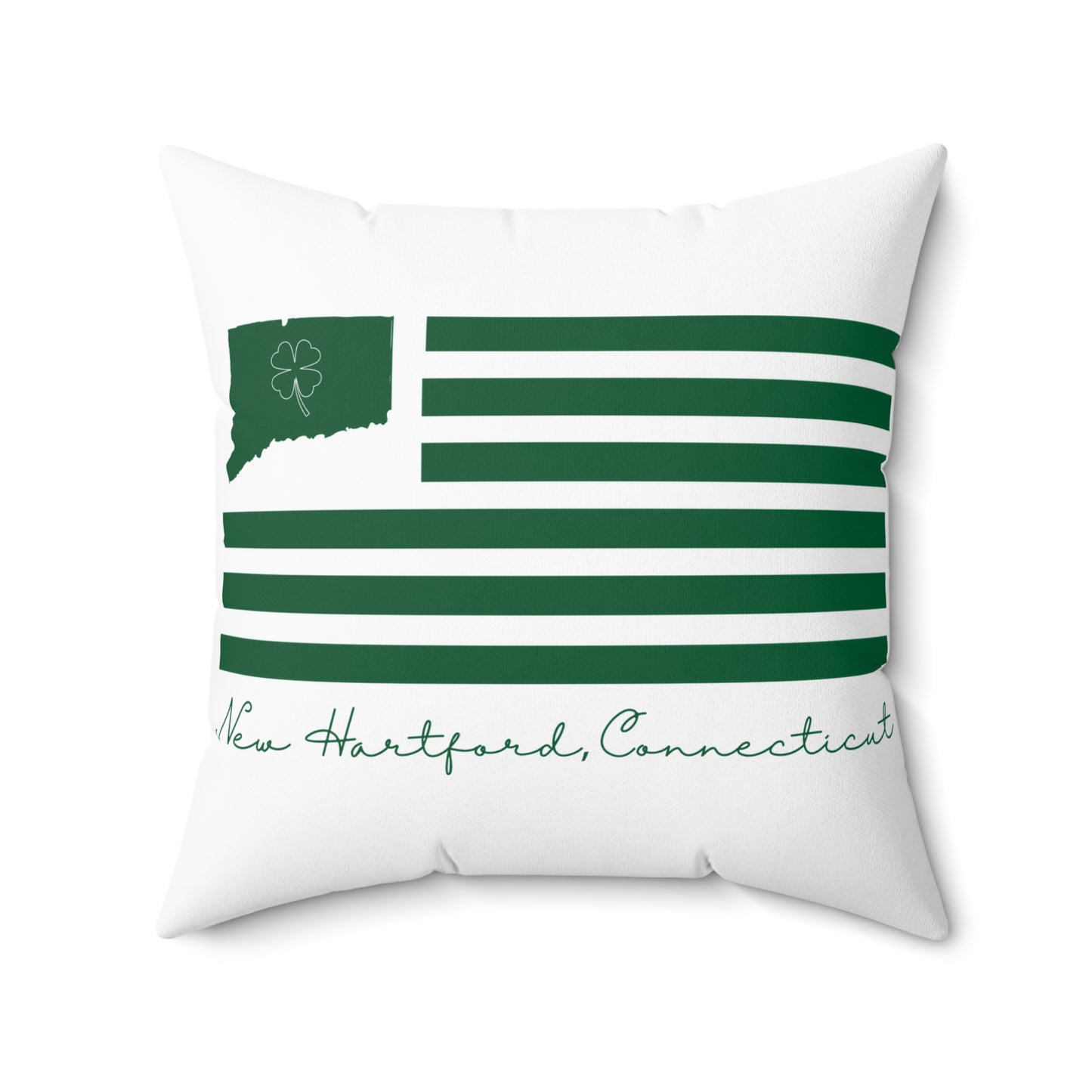 New Hartford Connecticut St. Patrick’s Day Flag Spun Polyester Square Pillow