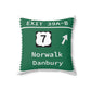 Vintage Merritt Parkway Exit 39 A-B Sign Spun Polyester Square Pillow