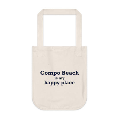 Compo Beach Is My Happy Place Organic Canvas Tote Bag