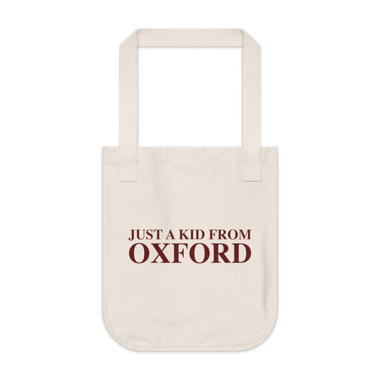 Just a kid from Oxford Organic Canvas Tote Bag