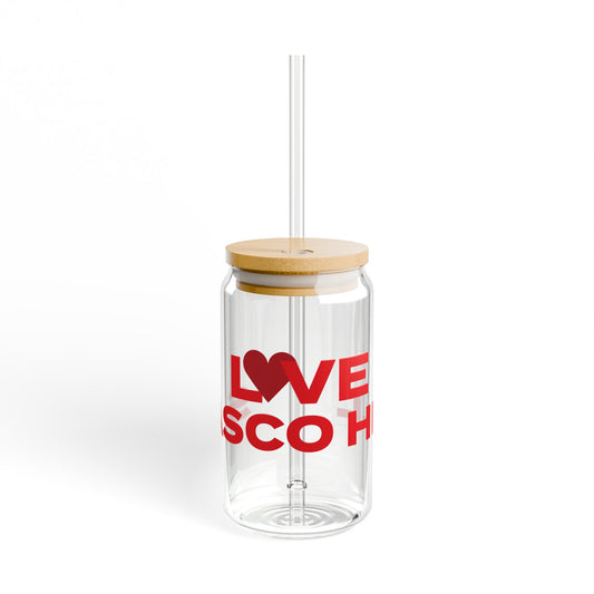 Love Sasco Hill Glass Can with Straw and Lid, 16oz