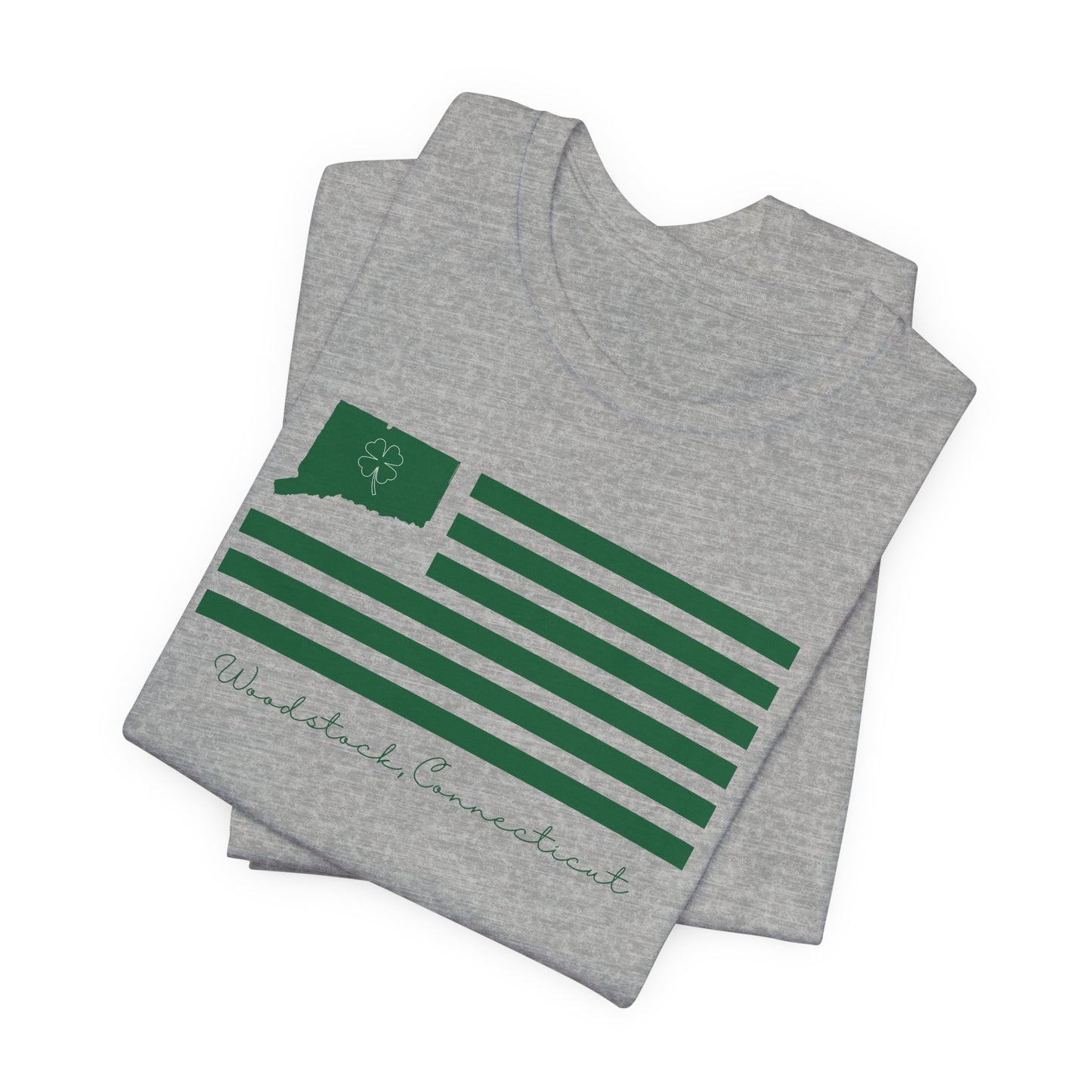 Woodstock Connecticut St. Patrick’s Day Flag Unisex Jersey Short Sleeve T-Shirt