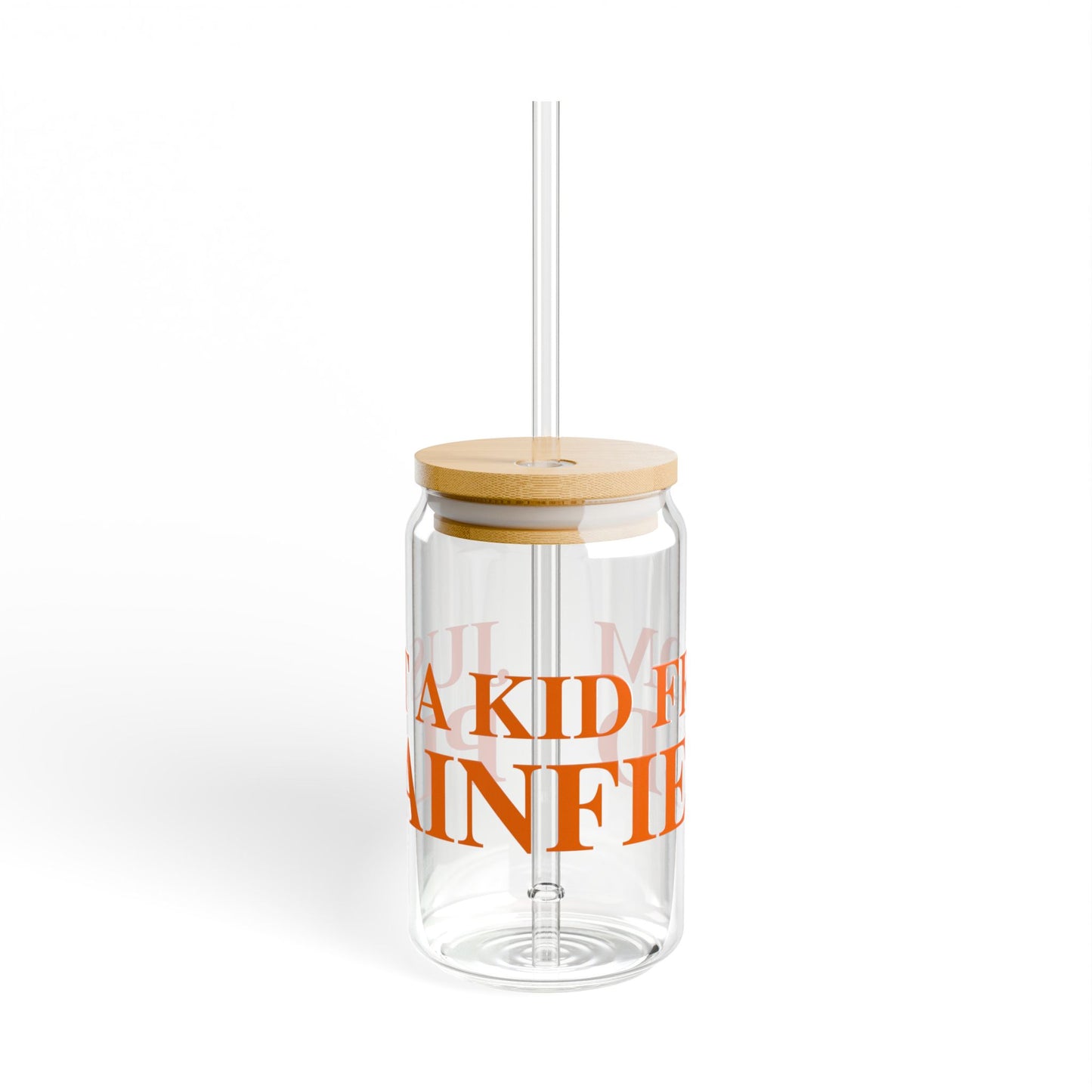 Just a kid from Plainfield Glass Can with Straw and Lid, 16oz