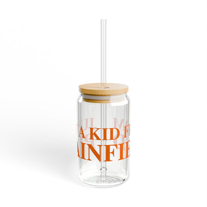 Just a kid from Plainfield Glass Can with Straw and Lid, 16oz