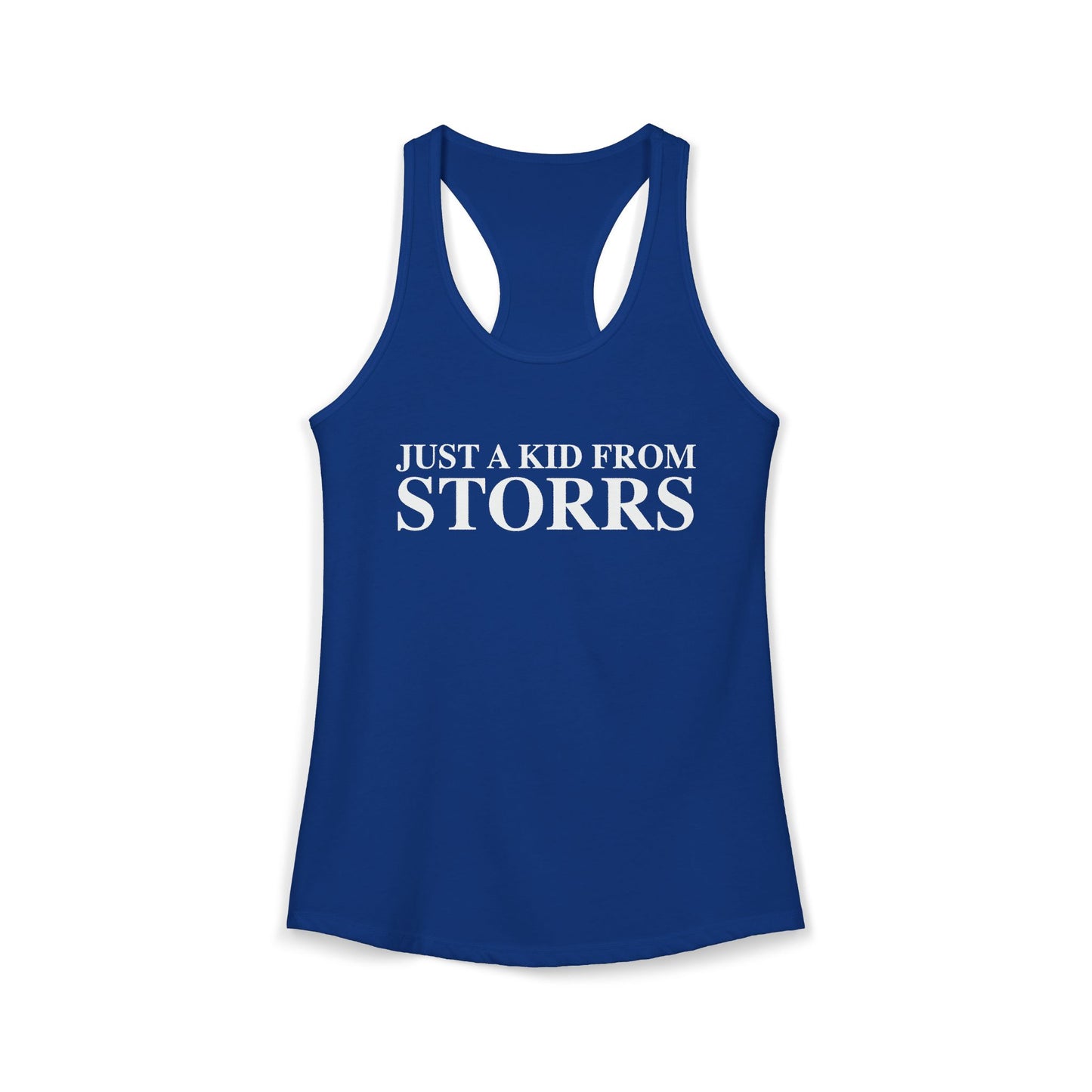 Just a kid from Storrs Women's Ideal Racerback Tank Top