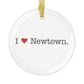 I Heart Newtown. Glass Ornaments
