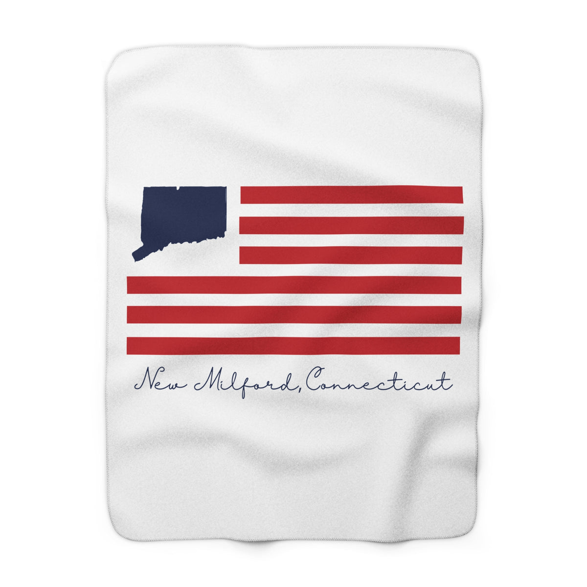 New Milford Connecticut Flag Sherpa Fleece Blanket