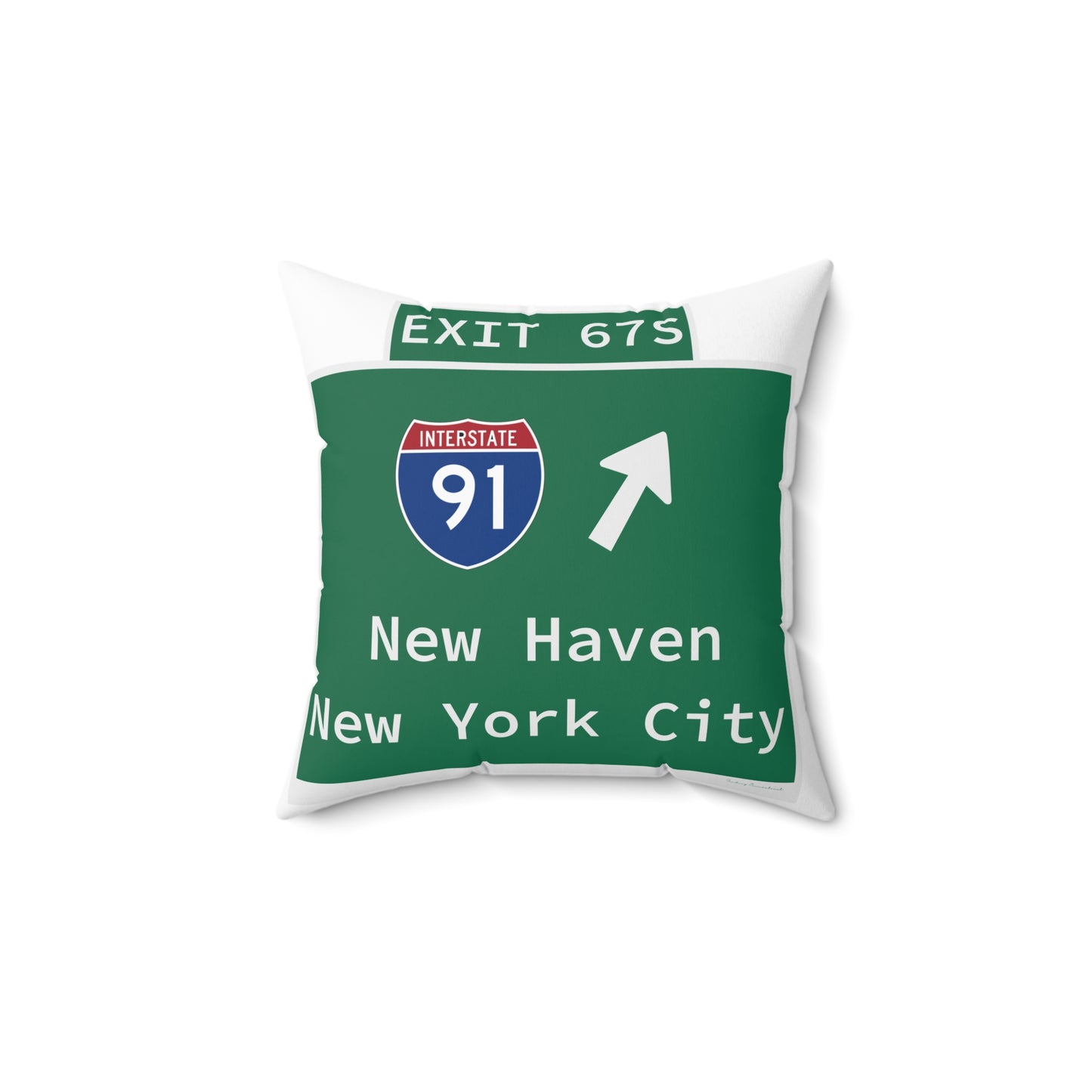 Vintage WCP Exit 67S Sign Spun Polyester Square Pillow