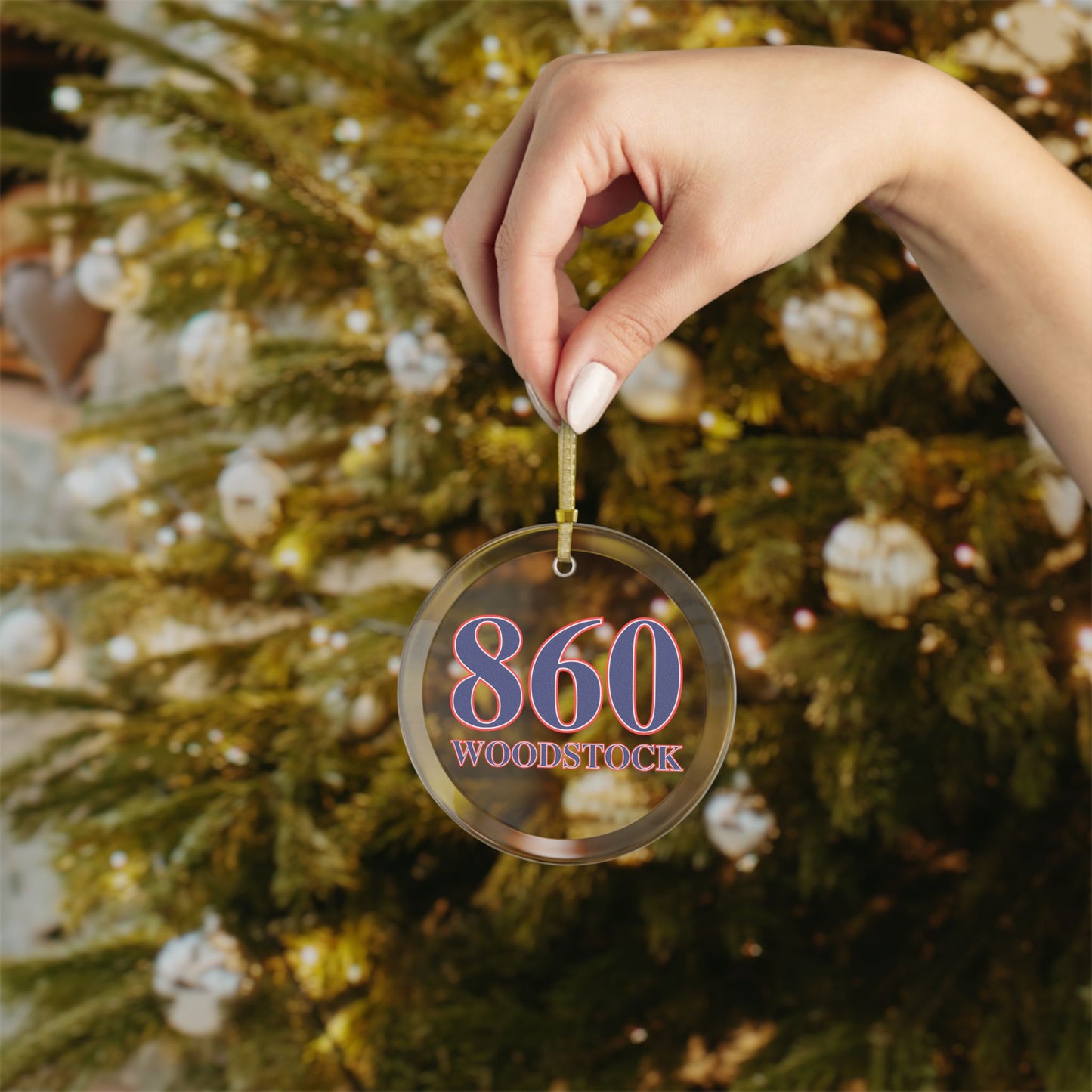 860 Woodstock Red, White & Blue Glass Ornaments