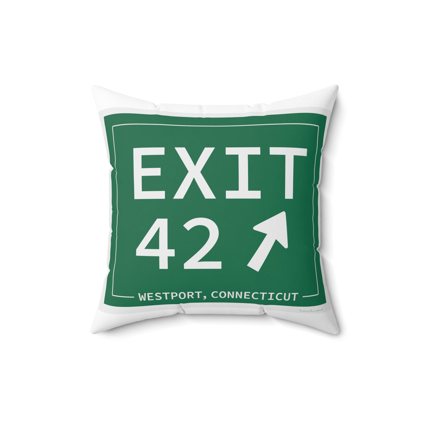 Vintage Exit 42 Merritt Parkway Sign Spun Polyester Square Pillow