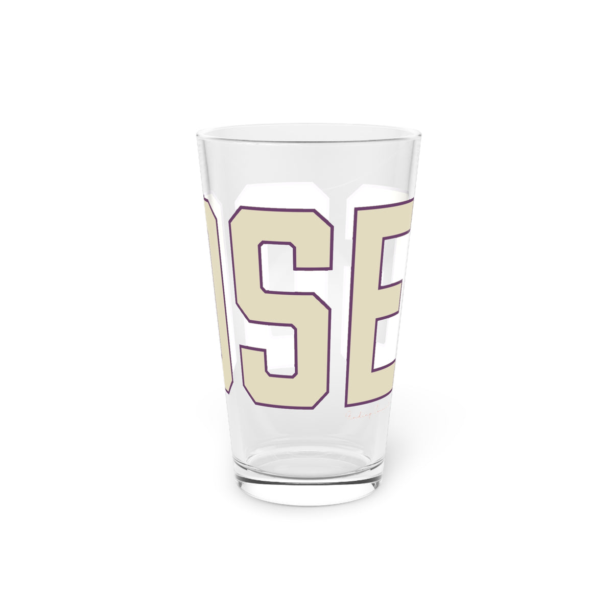 Goose Zip Code Cream & Purple Pint Glass, 16oz
