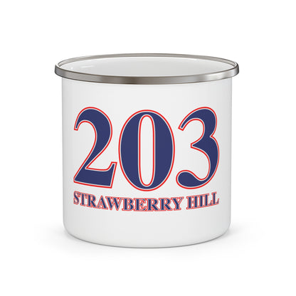 203 Strawberry Hill Red, White & Blue Enamel Camping Mug