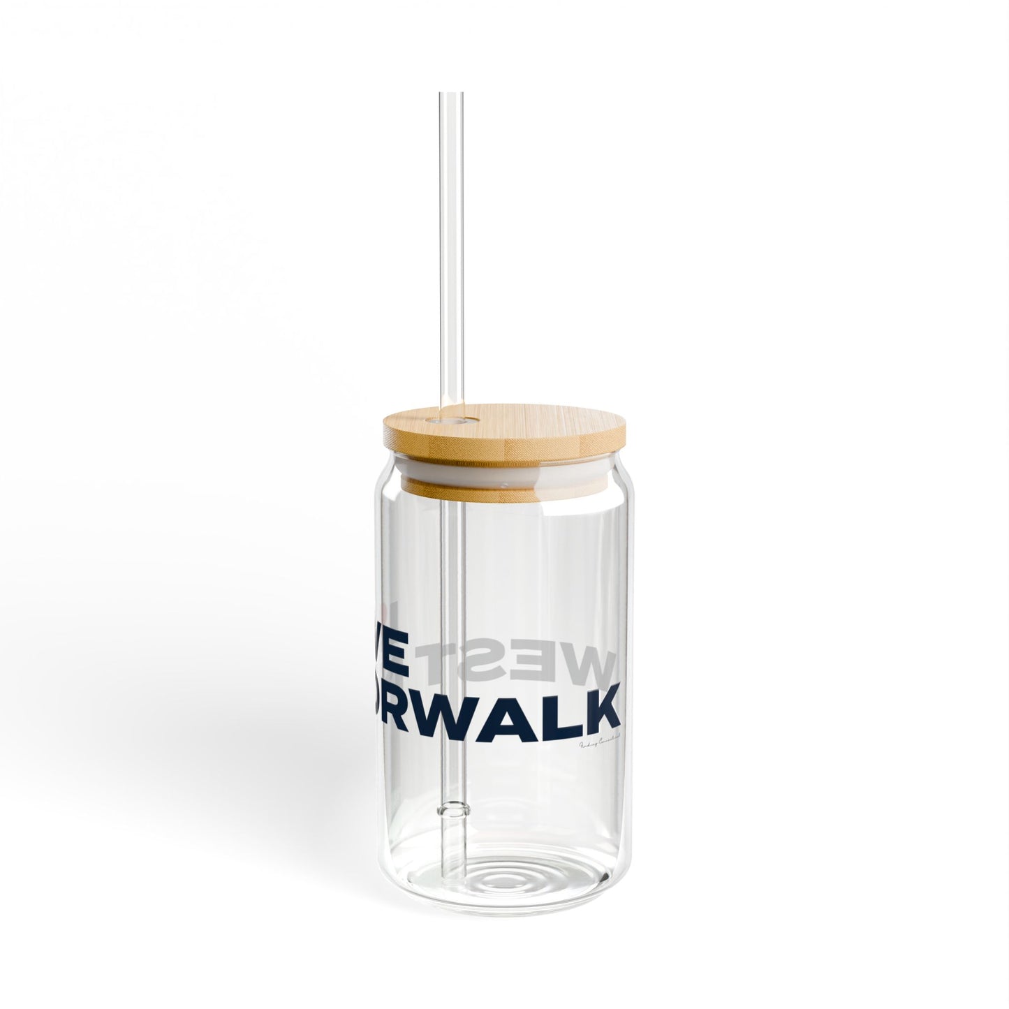 Love West Norwalk Glass Can with Straw and Lid, 16oz
