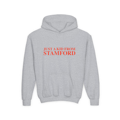 Just a kid from Stamford Youth Heavy Blend Hooded Sweatshirt